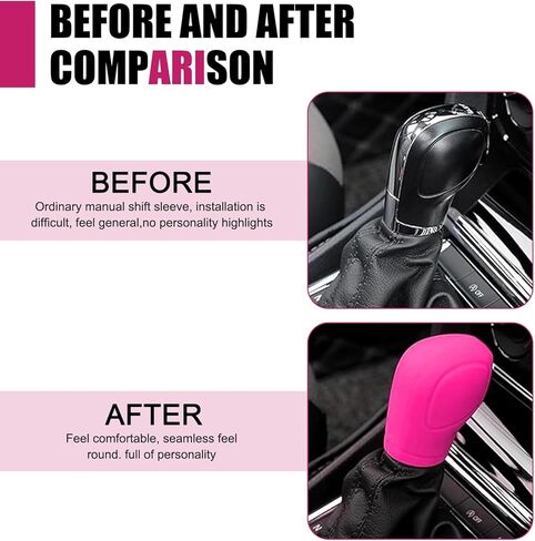 2 PCS Car Gear Shift Knob Cover, Silicone Anti-Slip Car Gear Shift Head Cover, Comfortable Car Shift Protector Cover, Universal Interior Decorative Accessories for Most Cars (Pink) in Saudi Arabia