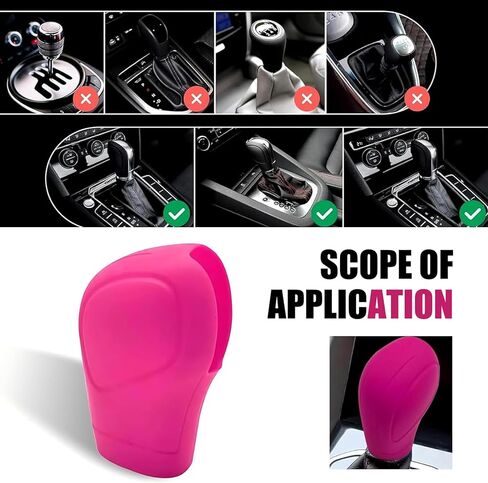 2 PCS Car Gear Shift Knob Cover, Silicone Anti-Slip Car Gear Shift Head Cover, Comfortable Car Shift Protector Cover, Universal Interior Decorative Accessories for Most Cars (Pink) in Saudi Arabia