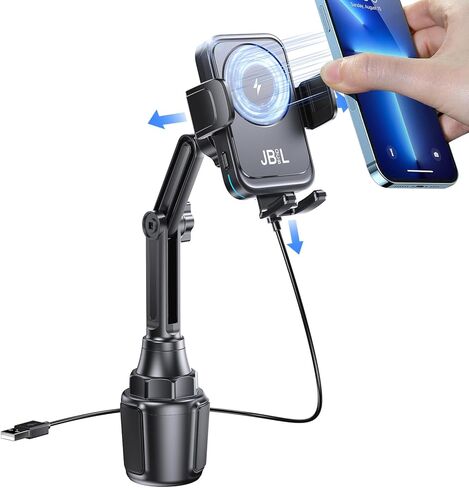 حامل هاتف للسيارة شاحن سيارة لاسلكي 15 وات شحن سريع شاحن سيارة بمنفذ مزدوج PD&QC3.0 لهاتف iPhone15/14/13/12/11 Pro Max Xs، Samsung Galaxy S24 Ultra S23 S22 S21 S20 in Saudi Arabia