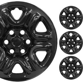 مجموعة جلد عجلة سوداء لامعة مقاس 18 بوصة متوافقة مع Toyota Tundra SR (2022-2026) | غطاء عجلة من بلاستيك ABS المتين | يناسب مباشرة العجلات الفولاذية OEM in Kuwait