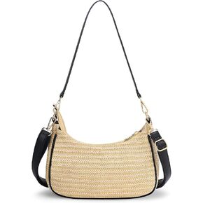 حقيبة كتف من القش للنساء – محفظة صيفية مخططة ملونة in Kuwait