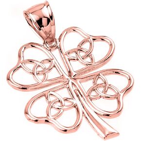 10k Rose Gold Open Design Trinity Knot Lucky Four-Leaf Clover Charm Pendant in Saudi Arabia