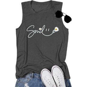 Womens Tank Tops Sleeveless Graphic Tees Summer Beach Vacation Tops Fashion Vintage Boho Casual Loose Shirts in Saudi Arabia
