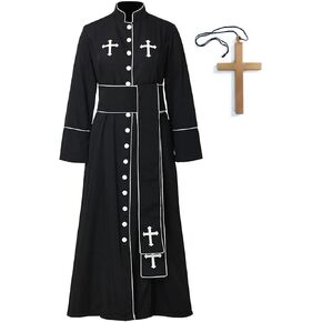 Mens Priest Costume Clergy Robe Praise Worship Robes Priest Father Robe with Monk Cross in Saudi Arabia