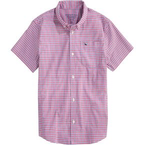 قميص قطني قصير الأكمام للأولاد من Vineyard Vines للأولاد من Tradewind Check Performance in Kuwait