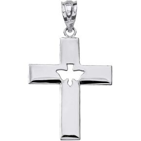 Claddagh Gold Holy Spirit Cross with Descending Cut out Dove Center Pendant in Saudi Arabia