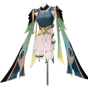 Women Cosplay Genshin Costumes Full Set Green Dress with Gloves Outfit for Game Halloween Party in Kuwait