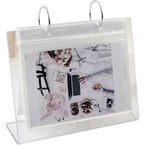 ألبوم صور بإطار فليب على سطح الطاولة مكون من 68 جيبًا وتقويم مكتبي وإطار ملصق وحامل لافتة عرض أكريليك لتزيين المنزل/المكتب، 6.61 × 5.31 بوصة in Kuwait