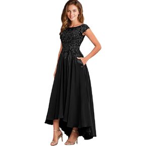 Tea Length Mother of The Bride Dresses for Women Lace Applique Ruffle Chiffon Formal Evening Gown in Saudi Arabia