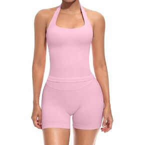 أطقم تمارين نسائية مكونة من قطعتين قطعة علوية متطابقة مع شورتات بمؤخرة عالية الخصر أطقم ملابس رياضية in Kuwait