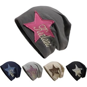 Y2k Women's Vintage Frayed Star Embroidery Beanie Hip Hop Street Style Sweet Cool Pile Hat Autumn-Winter Warmth in Saudi Arabia