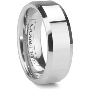 Charger Beveled Edge Cobalt Wedding Band 6mm 8mm in Kuwait