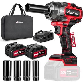 AVID POWER 1/2 Impact Wrench Brushless, 20V Cordless Impact Gun w/ 3 Variable Speeds, Max Torque 370ft-lbs (500N.m), 3.0Ah Li-ion Battery, 4Pcs Impact Sockets, Fast Charger in Kuwait
