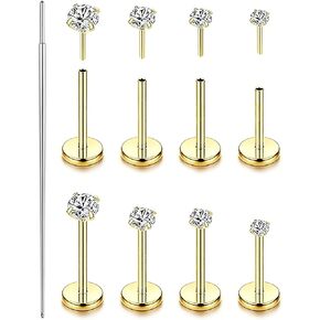 Flat Back Earrings Stud G23 Titanium Nose Rings Helix Piercing Threadless Tragus Labret Cartilage Lip Medusa Conch Body Piercing Jewelry Hypoallergenic for Women Men in Saudi Arabia