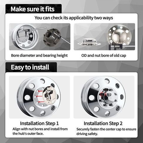 2Pcs 4.9inch Stainless Wheel Center Caps for 8 Lug Eagle Alloys Dually Wheel Rim 134-1 134, 4.9" Shaft 8.46" Flange Hub Cap Chrome Front Wheel Cover in Saudi Arabia