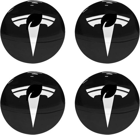 PENSUN Wheel Cover Center Emblem Sticker 56mm – Fit for Tesla Model 3 & Model Y – 4PCS Aluminum Car Hub Centre Caps – Waterproof Rim Cover Decoration Accessories (Black Background+Silver Emblem) in Saudi Arabia