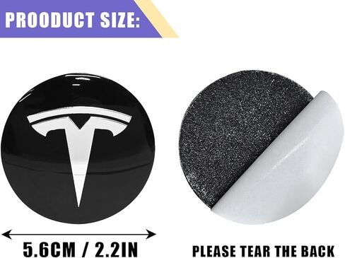 PENSUN Wheel Cover Center Emblem Sticker 56mm – Fit for Tesla Model 3 & Model Y – 4PCS Aluminum Car Hub Centre Caps – Waterproof Rim Cover Decoration Accessories (Black Background+Silver Emblem) in Saudi Arabia