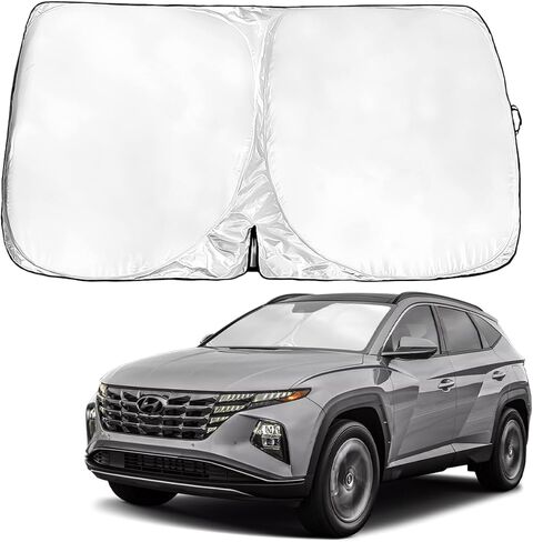 مظلة شمسية للسيارة الهوائية المحمولة للزجاج الأمامي 190T واقي من الشمس العاكس - مانع للأشعة فوق البنفسجية قابل للطي يحافظ على برودة السيارة الداخلية - مناسب عالمي للسيارات وسيارات الدفع الرباعي والشاحنات in Kuwait