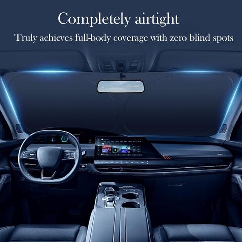 مظلة شمسية للسيارة الهوائية المحمولة للزجاج الأمامي 190T واقي من الشمس العاكس - مانع للأشعة فوق البنفسجية قابل للطي يحافظ على برودة السيارة الداخلية - مناسب عالمي للسيارات وسيارات الدفع الرباعي والشاحنات in Kuwait