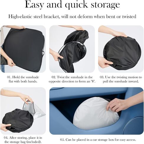 مظلة شمسية للسيارة الهوائية المحمولة للزجاج الأمامي 190T واقي من الشمس العاكس - مانع للأشعة فوق البنفسجية قابل للطي يحافظ على برودة السيارة الداخلية - مناسب عالمي للسيارات وسيارات الدفع الرباعي والشاحنات in Kuwait