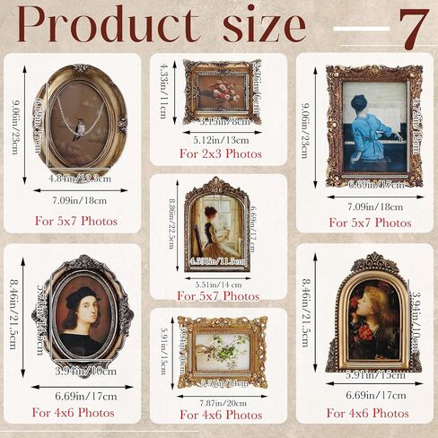 Vintage Picture Frames Set with Glass Front Antique Gold Gallery Wall Frame for 4x6, 5x7 Baroque for Home Decor Photography Props Gifts, Wall or Tabletop(7 Pcs,Rococo) in Saudi Arabia
