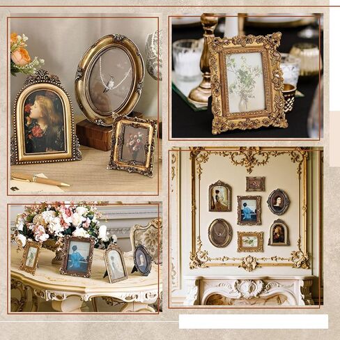 Vintage Picture Frames Set with Glass Front Antique Gold Gallery Wall Frame for 4x6, 5x7 Baroque for Home Decor Photography Props Gifts, Wall or Tabletop(7 Pcs,Rococo) in Saudi Arabia