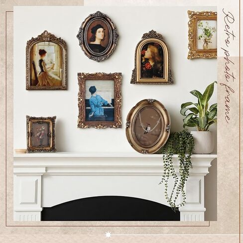 Vintage Picture Frames Set with Glass Front Antique Gold Gallery Wall Frame for 4x6, 5x7 Baroque for Home Decor Photography Props Gifts, Wall or Tabletop(7 Pcs,Rococo) in Saudi Arabia