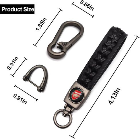 4 قطع من أغطية جذع صمام إطارات السيارة ومجموعة سلسلة مفاتيح السيارة، حلقة مفاتيح جلدية للسيارة مع مجموعة غطاء صمام إطار من الألومنيوم المؤكسد (متوافقة مع نادي أرسنال لكرة القدم) in Kuwait