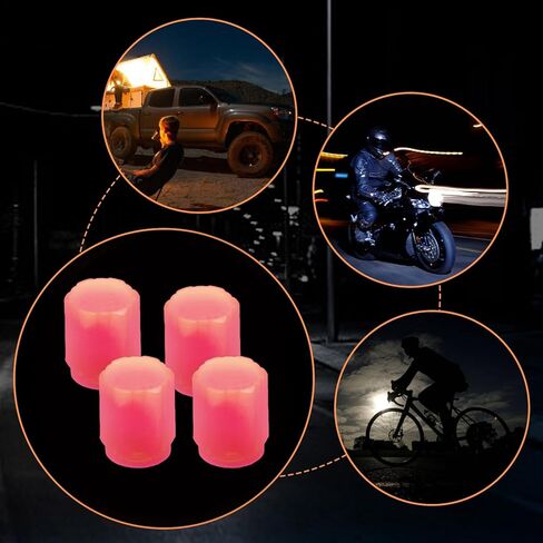 4X Glow in The Dark Air Caps Cover - Car Tire Valve Covers - Dustproof Car Tire Air Cap, Wheel Valve Cover for Truck, Motorcycle in Saudi Arabia
