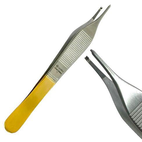 Premium German Stainless Tungsten Carbide TIP ADSON Forceps Tissue 1X2 Teeth ADSON Brown Forceps ADSON Dressing Forceps 4.75" Surgical Veterinary Instruments (ADSON Brown 9X9+ADSON Tissue 1X2) in Kuwait