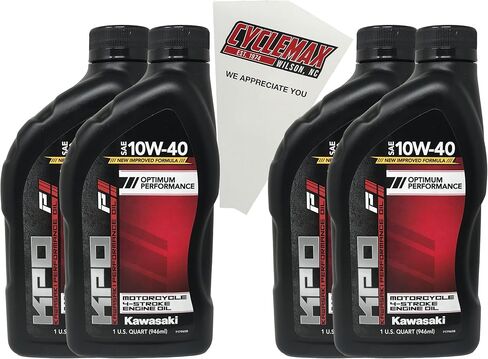 أربع عبوات متوافقة مع زيت Kawasaki KPO Motorcycle 4-Stroke 10W-40 K61021-101-01Q الذي يحتوي على أربعة كوارتات وقمع in Saudi Arabia