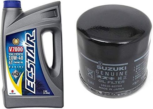 زيت محرك سوزوكي ECSTAR V7000 10W-40 بحري رباعي الأشواط، 1 جالون مع فلتر زيت 16510-96J10 in Saudi Arabia