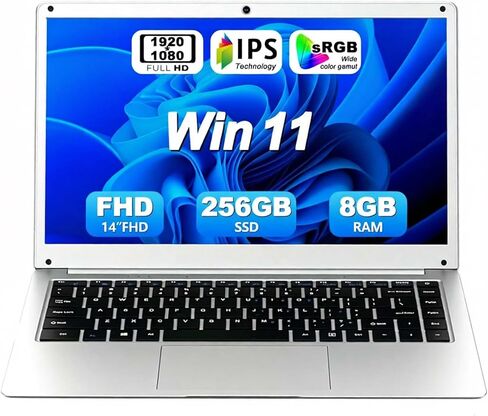 14'' Laptop 2024, Windows 11, Intel Celeron N4000, 8 GB RAM, 256 GB Storage, Micro-Edge HD Display, Thin & Portable, 4K Graphics, Grey in Kuwait