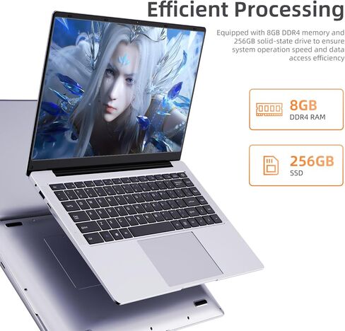 14'' Laptop 2024, Windows 11, Intel Celeron N4000, 8 GB RAM, 256 GB Storage, Micro-Edge HD Display, Thin & Portable, 4K Graphics, Grey in Kuwait