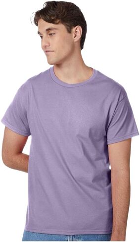 Hanes Authentic Short Sleeve T-Shirt, 100% Pre-Shrunk Cotton, Classic Fit, Tear Away Label, Lavender, 4XL in Saudi Arabia