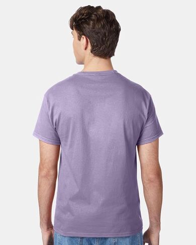 Hanes Authentic Short Sleeve T-Shirt, 100% Pre-Shrunk Cotton, Classic Fit, Tear Away Label, Lavender, 4XL in Saudi Arabia