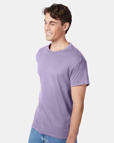 Hanes Authentic Short Sleeve T-Shirt, 100% Pre-Shrunk Cotton, Classic Fit, Tear Away Label, Lavender, 4XL in Saudi Arabia