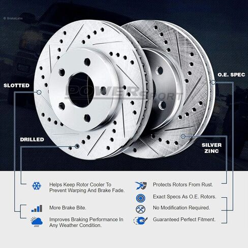 PowerSport Rear Brakes and Rotors Kit |Rear Brake Pads| Brake Rotors and Pads| Ceramic Brake Pads and Rotors - BLCR.66053.02 in Saudi Arabia