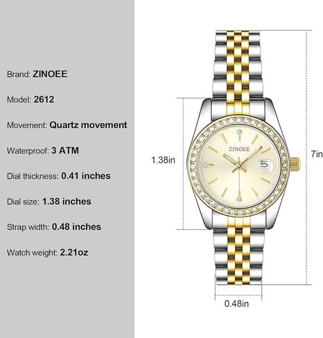 Watches for Women,2612 Quartz Watch with Date, Waterproof Elegant Ladies Wristwatch for Daily Work, Dress, Business & Gift Giving in Saudi Arabia