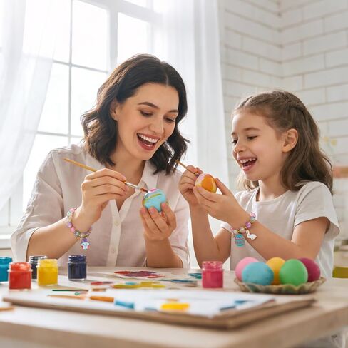 2 Pcs Easter Bracelets Set, Cute Bunny Bracelets Charm Stretch Jewelry, Pastel Color Beaded Bunny Jewelry for Women Girlfriend Youth, Easter Accessories Basket Stuffers & Gifts in Kuwait