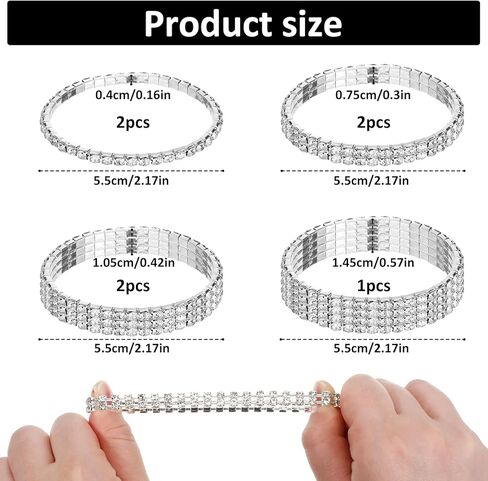 TIESOME 7Pcs Rhinestone Stretch Bracelet Rhinestone Bracelet for Women Valentine's Day Gifts Birthday Party Gifts Wedding Jewelry Decorations in Saudi Arabia