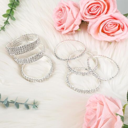 TIESOME 7Pcs Rhinestone Stretch Bracelet Rhinestone Bracelet for Women Valentine's Day Gifts Birthday Party Gifts Wedding Jewelry Decorations in Saudi Arabia