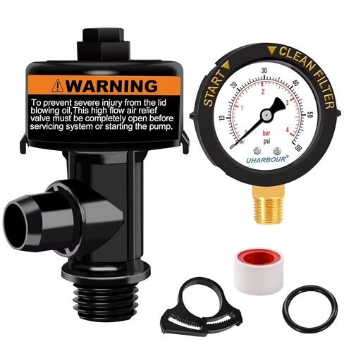 UHARBOUR Pool Filter Pressure Gauge 0-60psi, 2" Dial 1/4" NPT Lower Mount, Stainless Steel Pool Pressure Gauge, Pool Filter Pressure Gauge Replacement in Kuwait