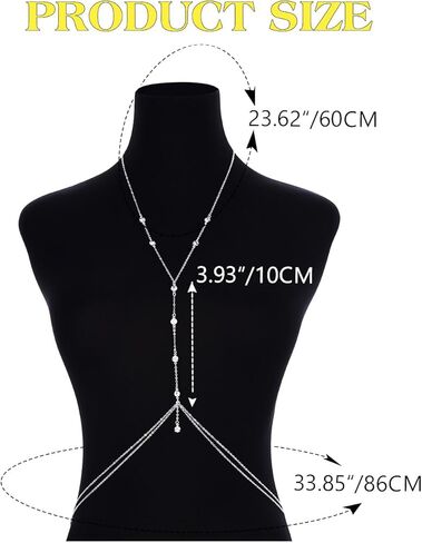 Yonamix Rhinestone Chest Chain Silver Sparkly Bikini Beach Body Chains Jewelry for Women in Saudi Arabia
