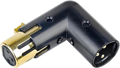 محول 3-Pin XLR 90 درجة، محول XLR قابل للتعديل من ذكر إلى أنثى بزاوية قائمة لكابل DMX أسود in Saudi Arabia