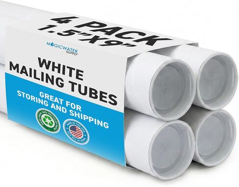 MagicWater Supply Mailing Tube - 1.5 in x 9 in - White - 6 Pack - for Shipping and Storage of Posters, Arts, Crafts, and Documents in Saudi Arabia