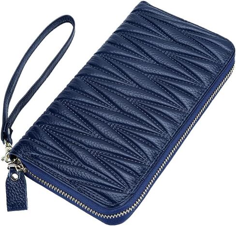 Women's RFID Blocking 36 Slots Card Holder Long Big Leather Zipper Wristlet Clutch Wallet in Saudi Arabia