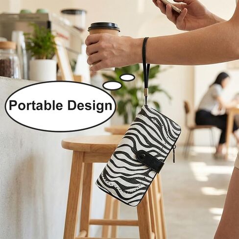 Women's Wallet RFID Blocking, Leather Credit Card Holder Billfold Large Capacity, Wristlet Wallets Travel Purse, Zebra print in Saudi Arabia