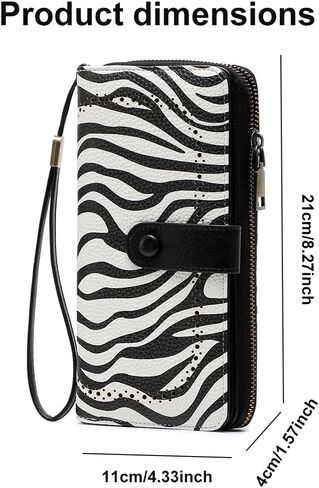 Women's Wallet RFID Blocking, Leather Credit Card Holder Billfold Large Capacity, Wristlet Wallets Travel Purse, Zebra print in Saudi Arabia