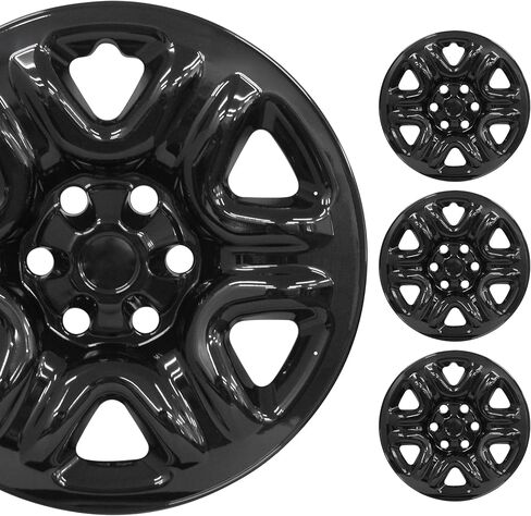 مجموعة جلد عجلة سوداء لامعة مقاس 18 بوصة متوافقة مع Toyota Tundra SR (2022-2026) | غطاء عجلة من بلاستيك ABS المتين | يناسب مباشرة العجلات الفولاذية OEM in Kuwait